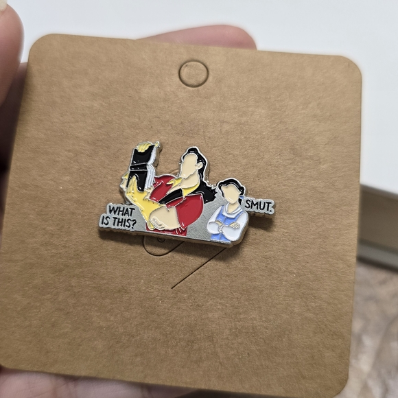 Colorful Enamel Pin with Text Booktok Belle Spicy Romance - Picture 1 of 3
